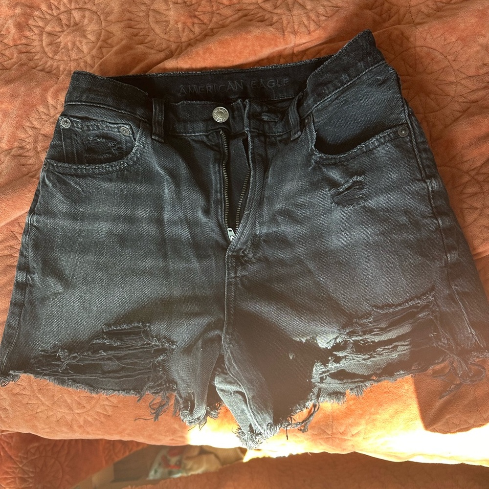 american eagle black jean short